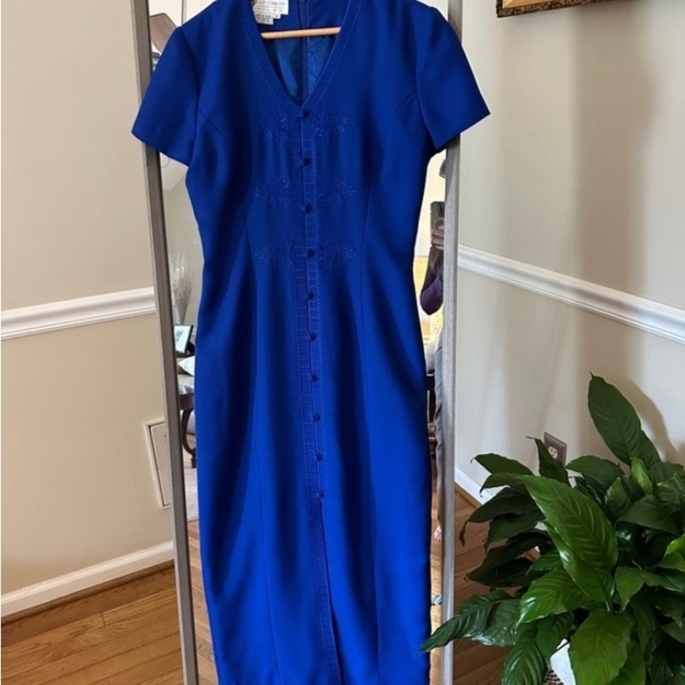 Vintage Maggy London Royal Blue Maxi Dress Plus Size 20 - Picture 11 of 12